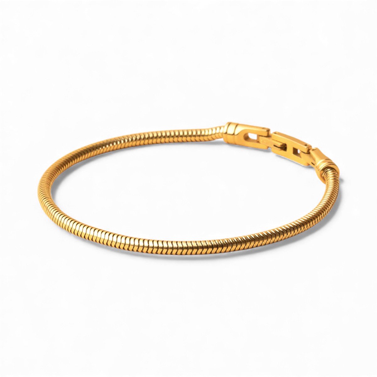 GEMINI Schlangen-Armband aus goldfarbenem Edelstahl für Herren, 3mm, 18-19cm Armschmuck