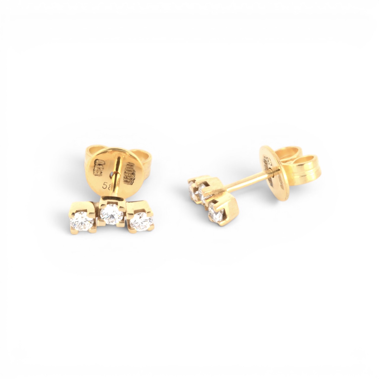 Twinkle Ohrstecker aus 585 Gold mit 6 Brillant-Diamanten, Damen Ohrschmuck, goldfarben, 0,24 Carat