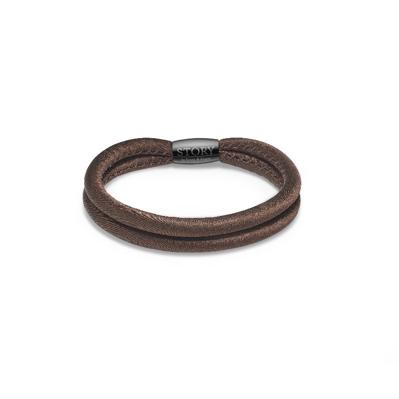 STORY by Kranz & Ziegler Damen Armband, Silber und Braun, 19 cm