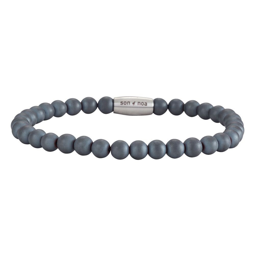 Son of Noa Herren Armband Onyx matt, grau-silber, 23 cm Armschmuck
