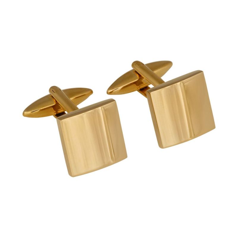 Schmidt Manschettenknöpfe goldfarben aus vergoldetem Edelstahl, quadratisch, leicht gewölbt, 15x15mm für