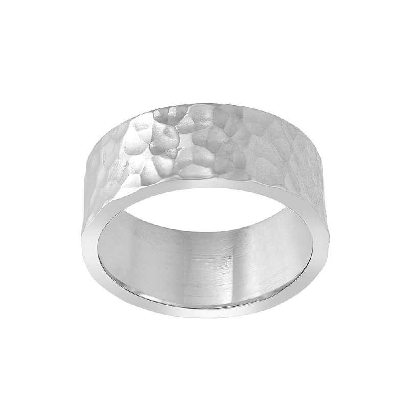 Silber Ring Hammerschlag 925 von NORDAHL JEWELLERY für Damen, 8mm breit, Größe 56, silberfarben