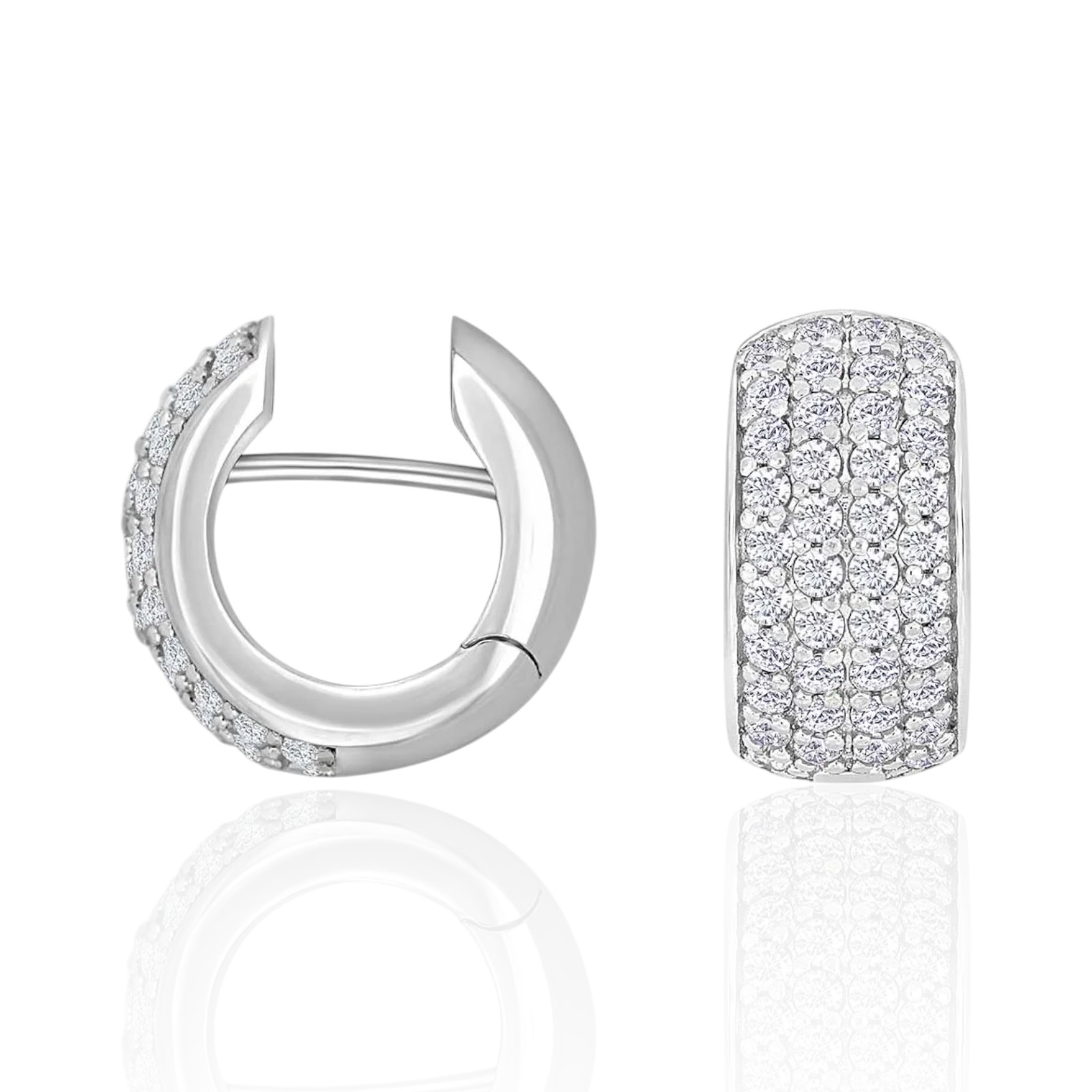 Heide Heinzendorff System-Creolen Kate aus 925 Silber mit Zirkonia für Damen, 15x8mm, silberfarben