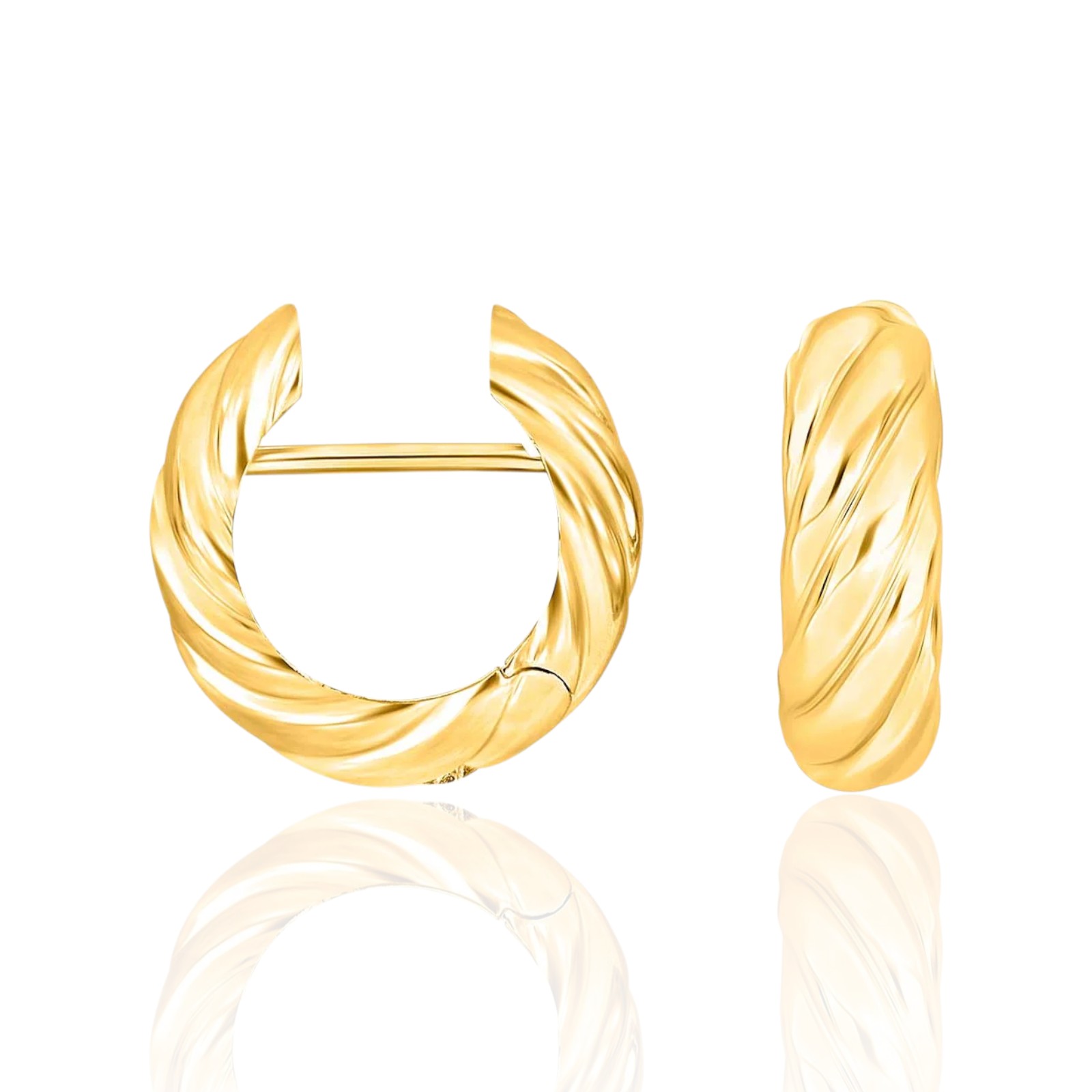 Heide Heinzendorff System-Creolen Flora in goldfarbenem 925er Silber für Damen, 17x6mm Ohrschmuck