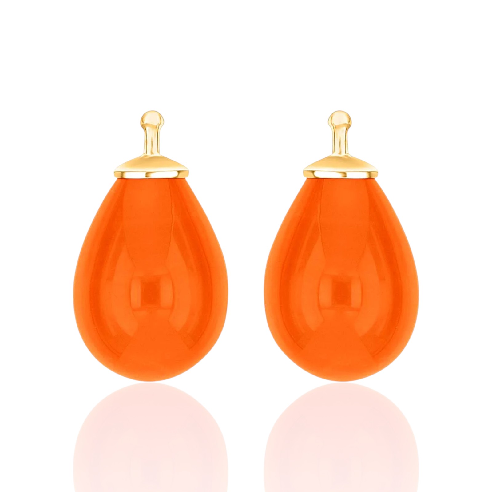 Böhmisches Quarz-Glas Tropfen Ohrhänger vergoldet für Damen – 925 Silber, gold-orange, 16x11 mm