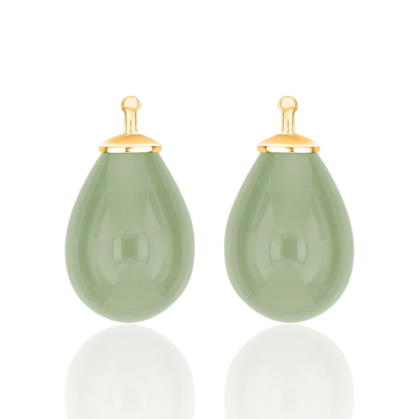 Böhmisches Quarz-Glas Tropfen Ohrringe vergoldet für Damen, 16x11mm, Silber 925, gold-grün