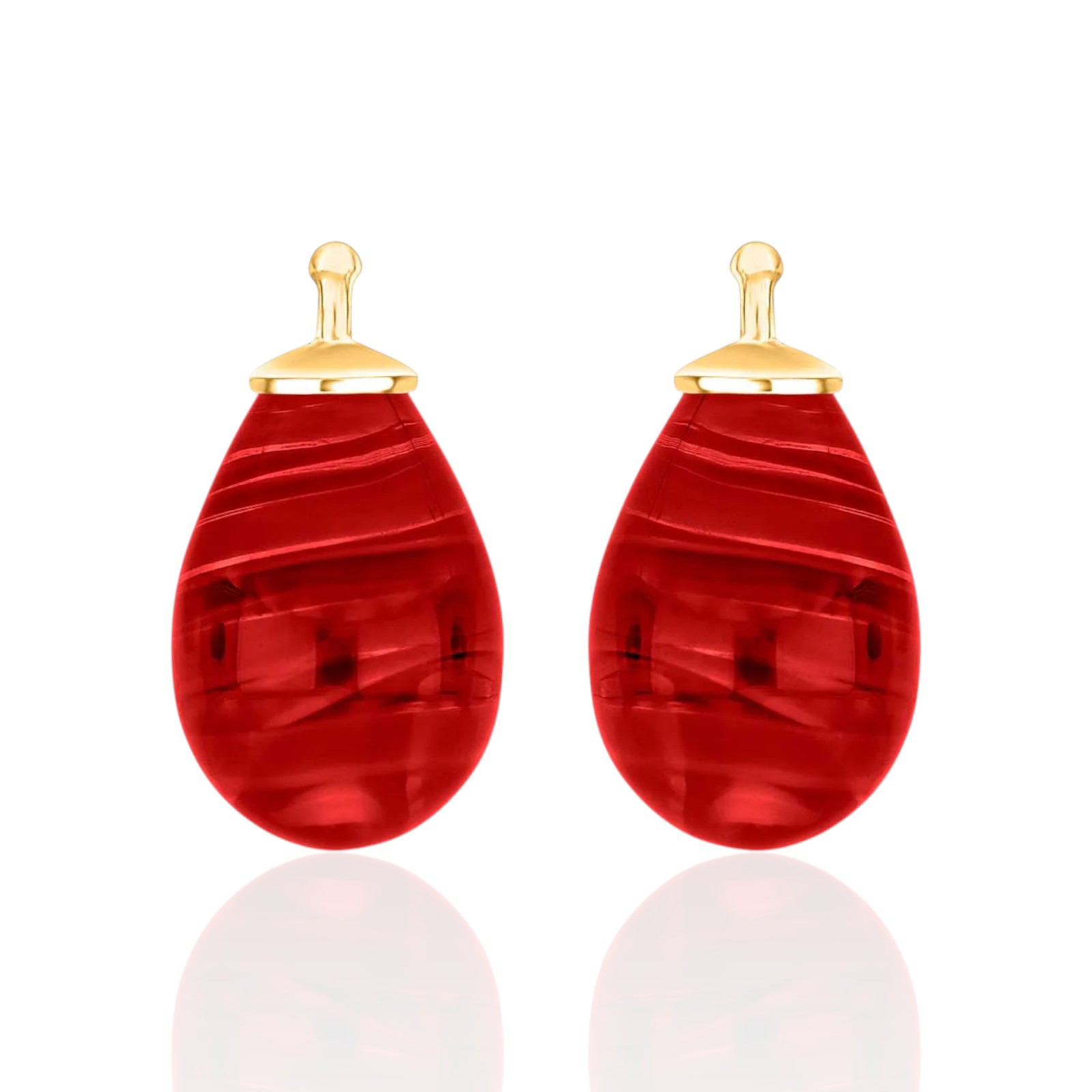 Böhmisches Quarz-Glas Tropfen Ohrschmuck für Damen, vergoldet, 16x11mm, rot-goldfarben, 925 Silber