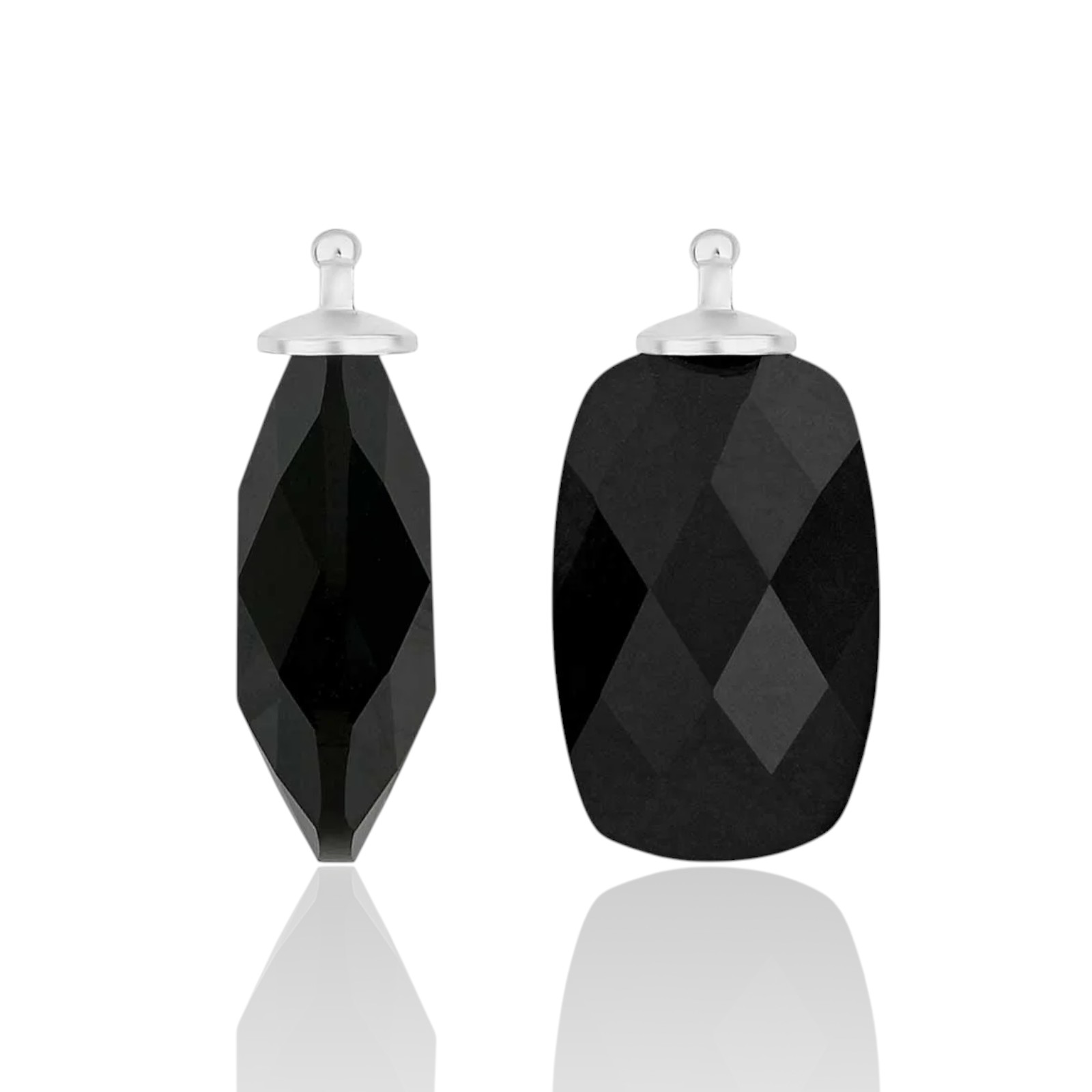 Heide Heinzendorff Quarz-Glas Ohrhänger 925 Silber rhodiniert, 16x10mm, schwarz-silberfarben für Damen