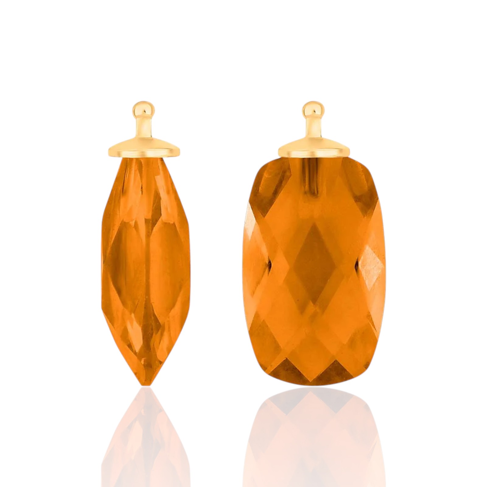Heide Heinzendorff Quarz-Glas Ohrschmuck Damen, vergoldete System-Einhänger in Gold und Orange, 16 x 10 mm