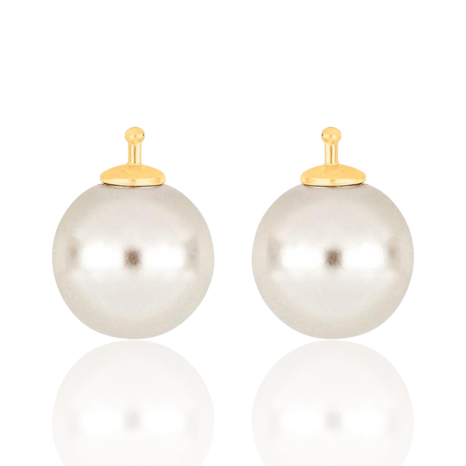 Mallorquinische Perlen von Heide Heinzendorff – Vergoldete Ohrhänger für Damen, 12mm, Silber 925, gold-weiß