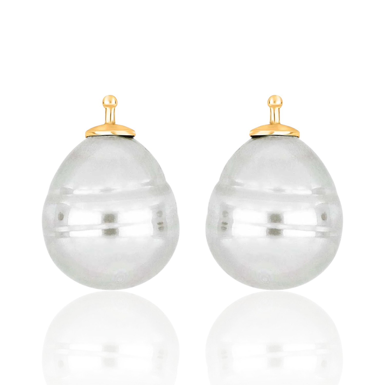 Mallorquinische Barockperlen Ohrschmuck für Damen von Heide Heinzendorff, vergoldet, 16x13 mm, gold-weiß