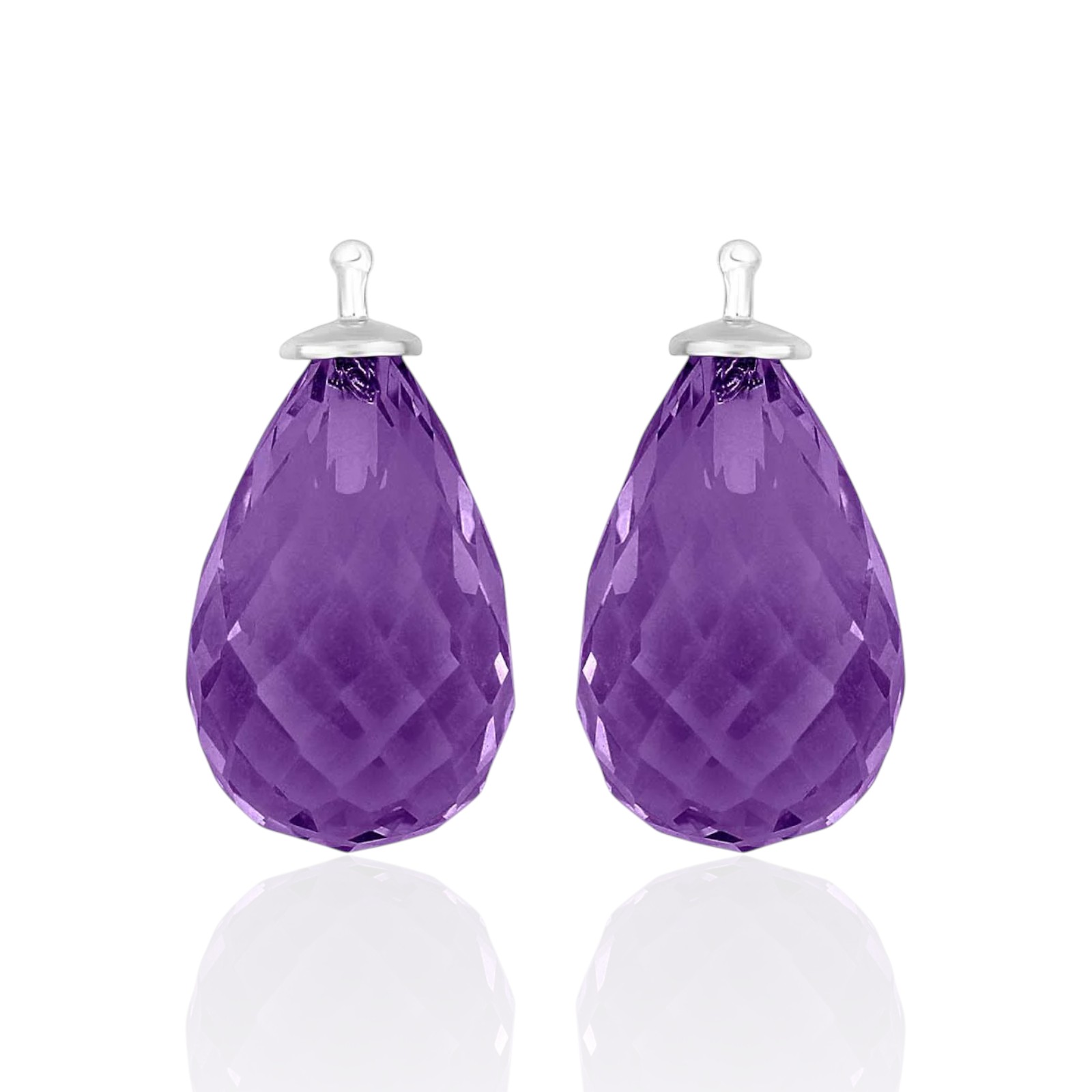 Heide Heinzendorff Quarz-Glas Ohrhänger 925 Silber rhodiniert, facettiert, silber-violett, 17x11 mm Damen