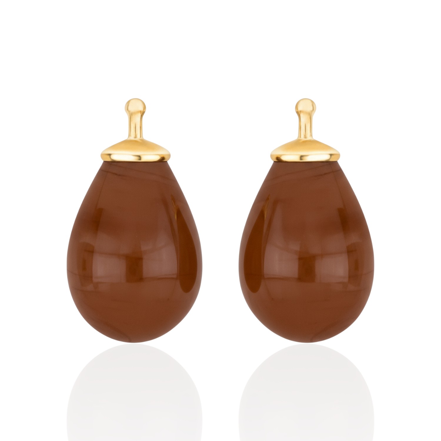 Böhmisches Quarz-Glas Tropfen Ohrschmuck für Damen, vergoldet, 16x11mm, 925 Silber, gold-braun