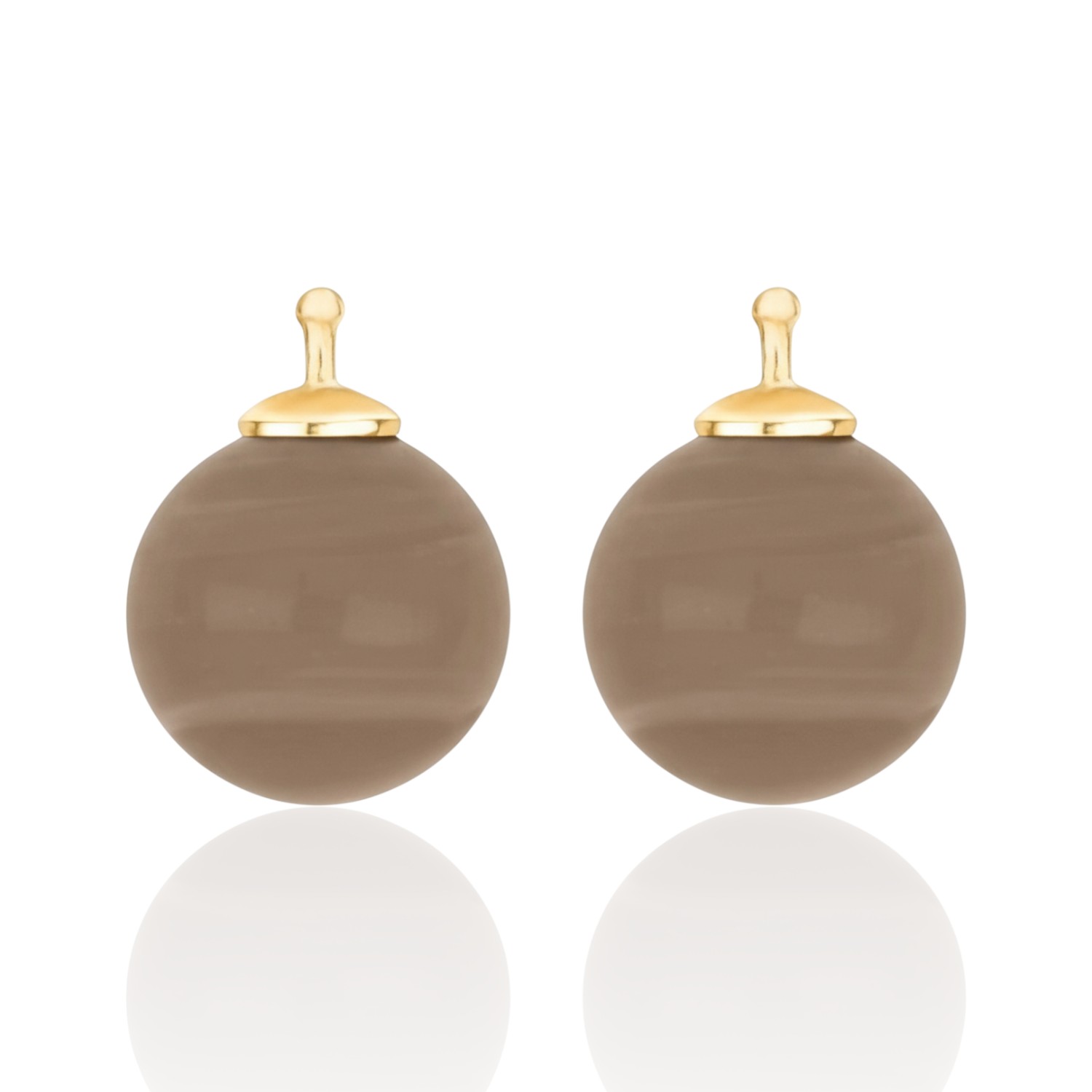 Böhmisches Quarz-Glas Ohrschmuck für Damen von Heide Heinzendorff, 12mm, vergoldet, gold-braun, 925 Silber