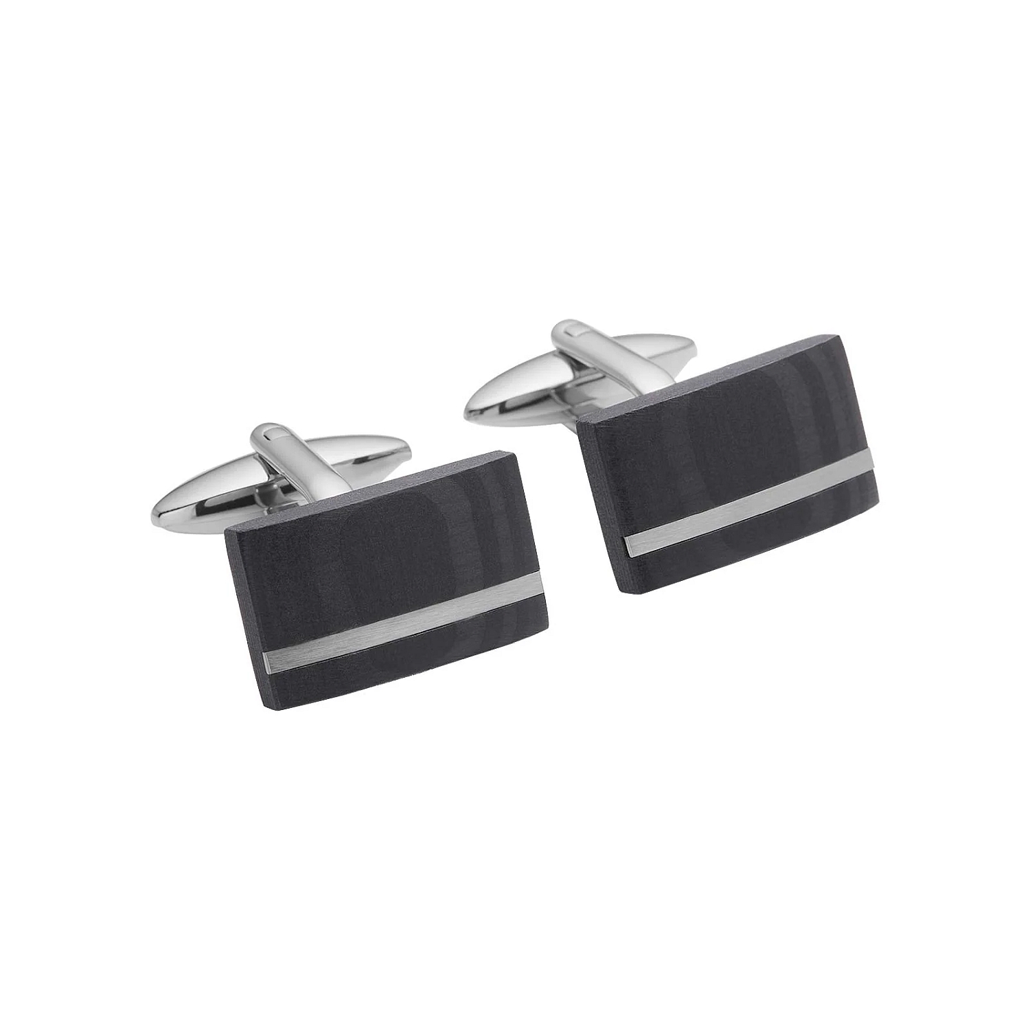 Edelstahl Manschettenknöpfe mit Carbon für Herren – stilvoll in Silber und Schwarz, 20x12mm von Son of Noa