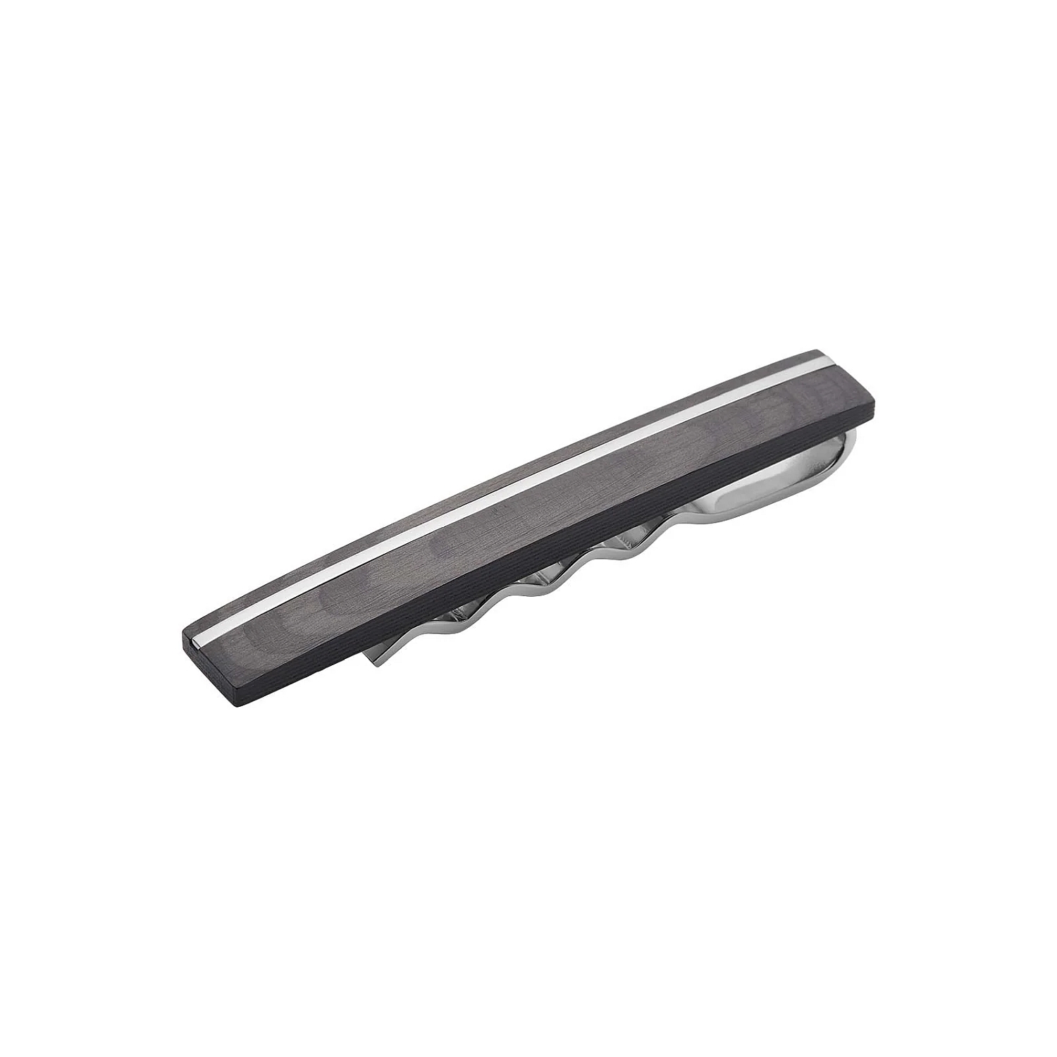 Edelstahl Krawattenhalter mit Carbon für Herren – Schwarz/Silber, 60x8mm, Ansteckschmuck von Son of Noa