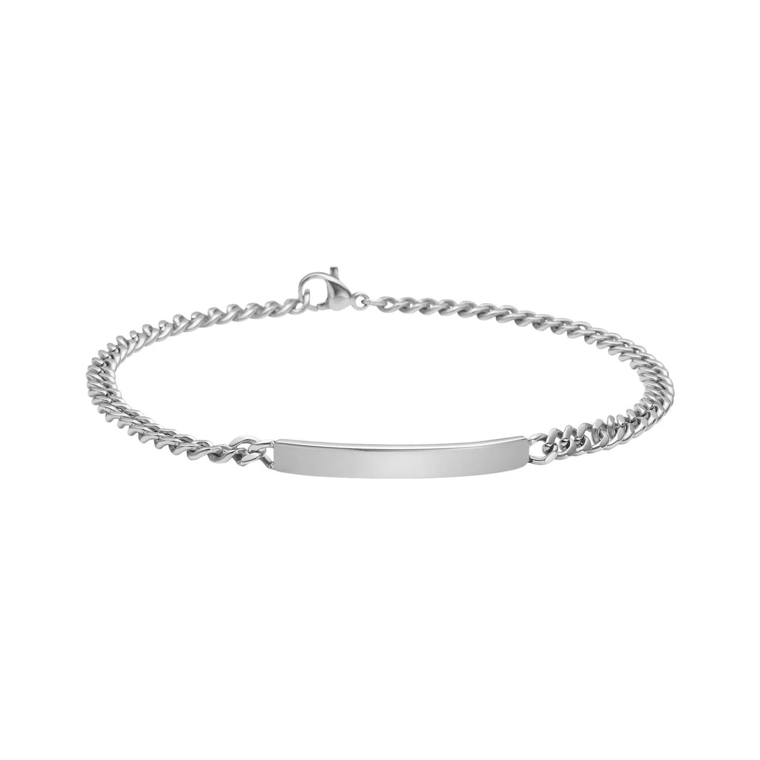 Son of Noa Herren-Armband mit Plättchen – Edelstahl silberfarben, 4,3 mm breit, 21 cm