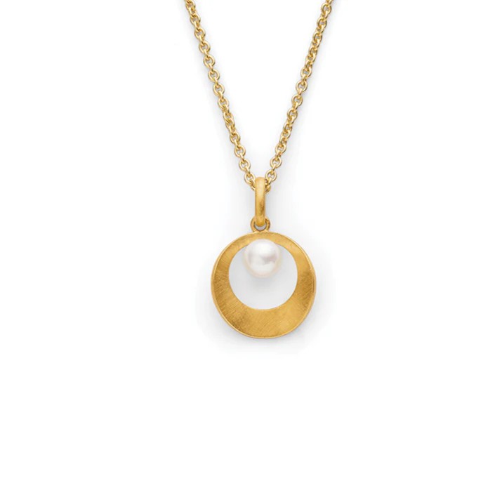 Bastian Anhänger Luna Pearl aus vergoldetem Silber mit Süsswasser-Perle für Damen, 20x19mm, gold/weiß