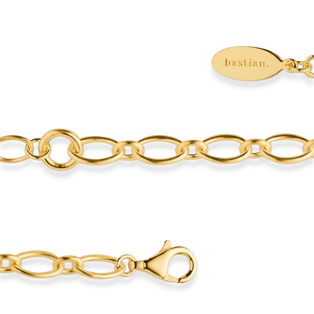 Bastian Armband River Flow für Damen, 6mm, vergoldetes Silber 925, goldfarben, 19+3cm Armschmuck