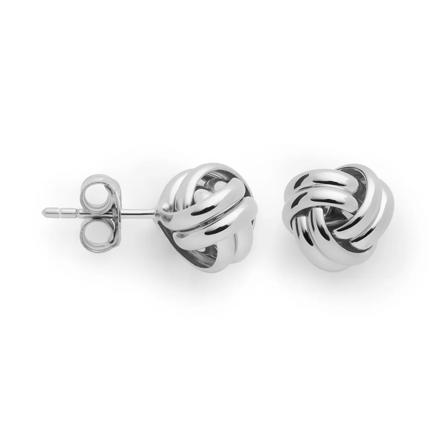 Bastian Ohrstecker Urban Knot 10mm aus 925 Silber für Damen, eleganter Ohrschmuck in Silberfarben