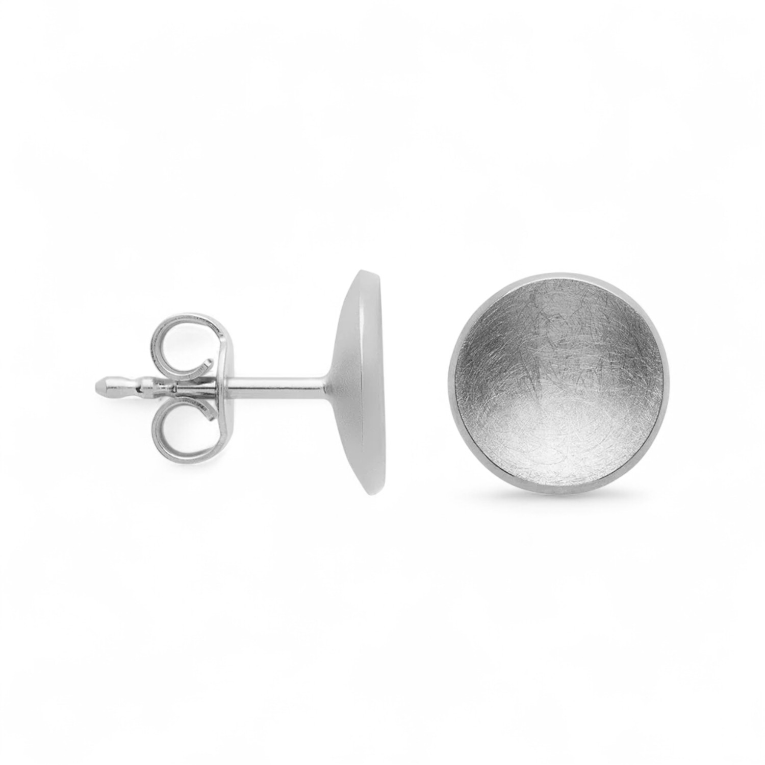 Bastian Ohrstecker Simply Round 10mm aus 925 Silber für Damen, eleganter Ohrschmuck in Silberfarben