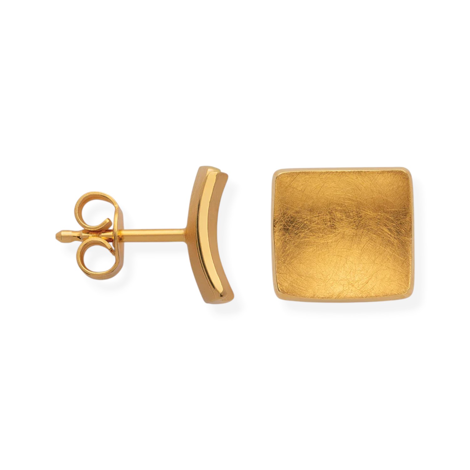 Bastian Ohrstecker Simply Square in Goldfarben - 8mm Damen Ohrschmuck aus 925 Silber vergoldet