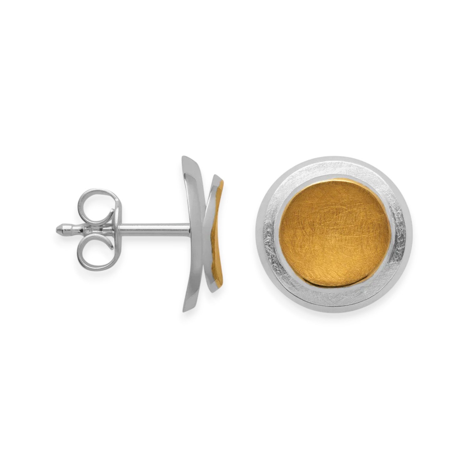Ohrstecker Twotone Bliss von Bastian aus 925er Silber, gold- und silberfarben, 12mm für Damen