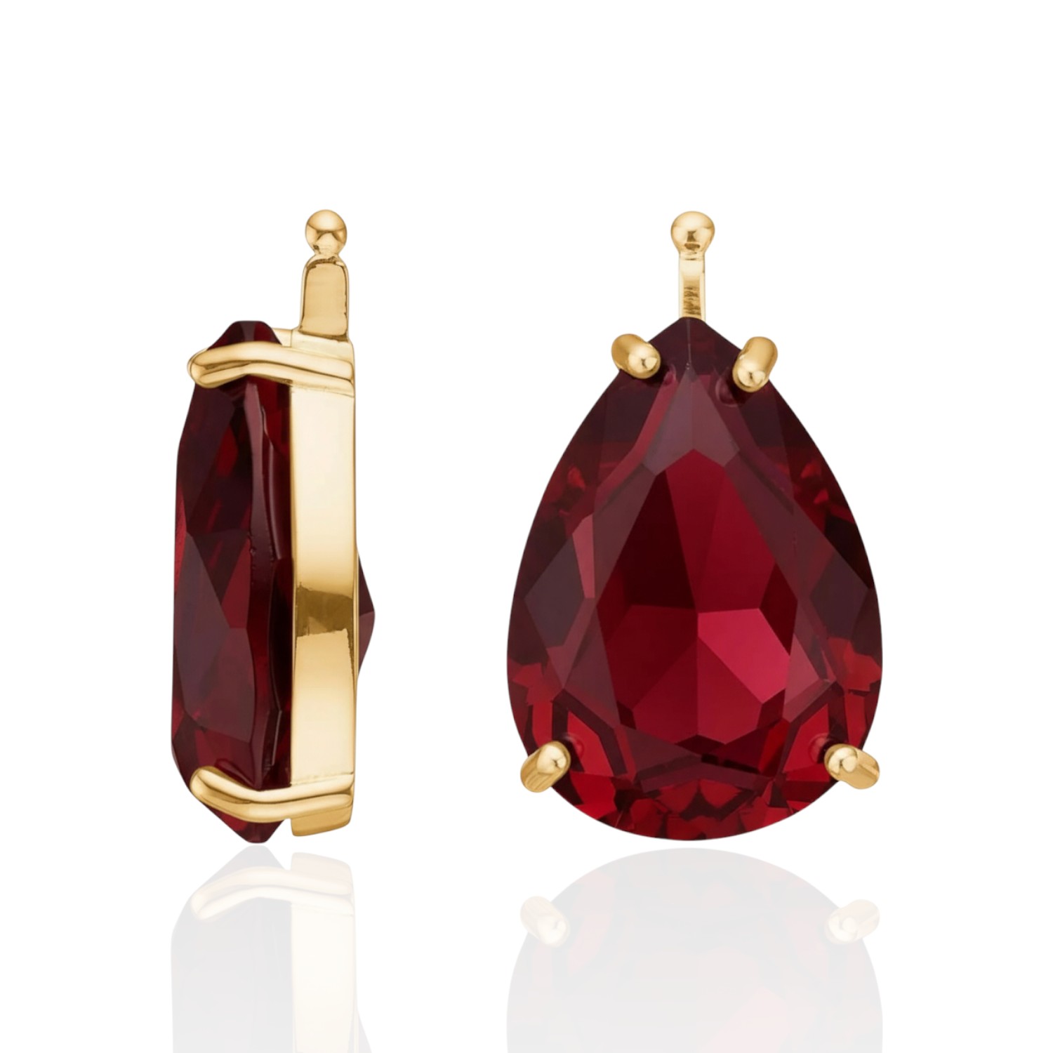 Heide Heinzendorff Glas Facet Ohrschmuck für Damen, goldfarbene 925 Silber vergoldet, 18x13mm, rot