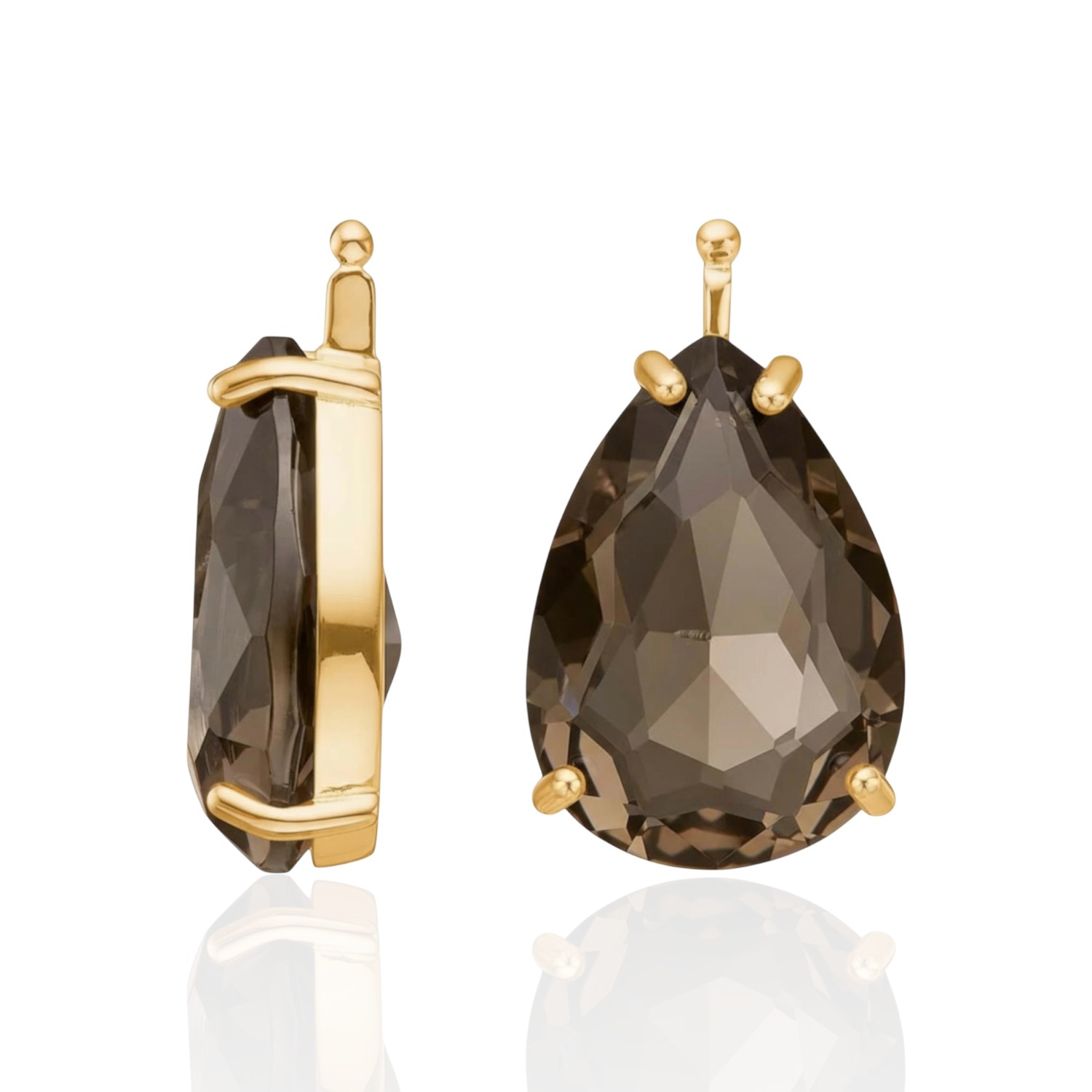 Heide Heinzendorff Glas Facet Ohrschmuck für Damen, 18x13mm, braun-gold, 925 Silber vergoldet