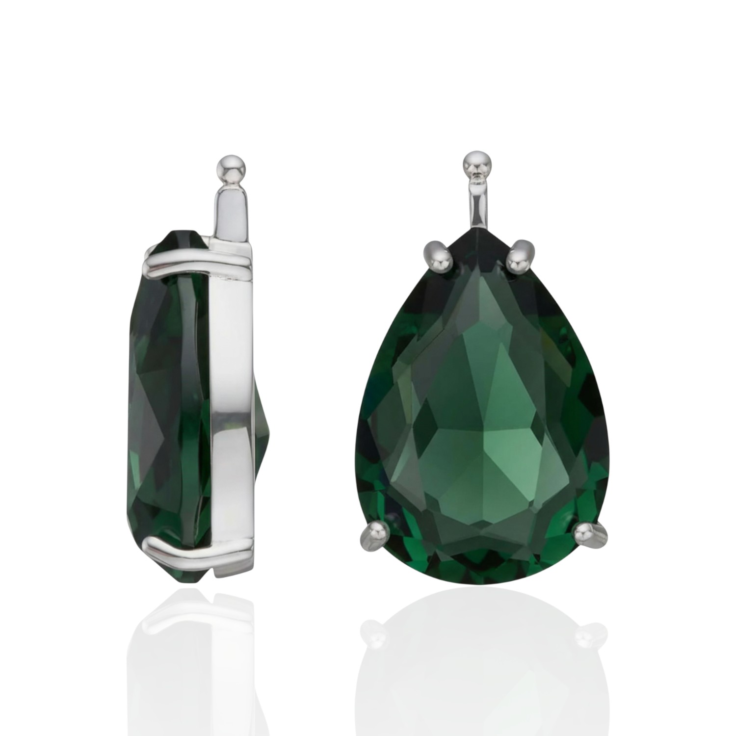 Heide Heinzendorff Glas Facet Ohrschmuck für Damen, silberfarben mit grünen Akzenten, 925er Silber, 17,5x13mm