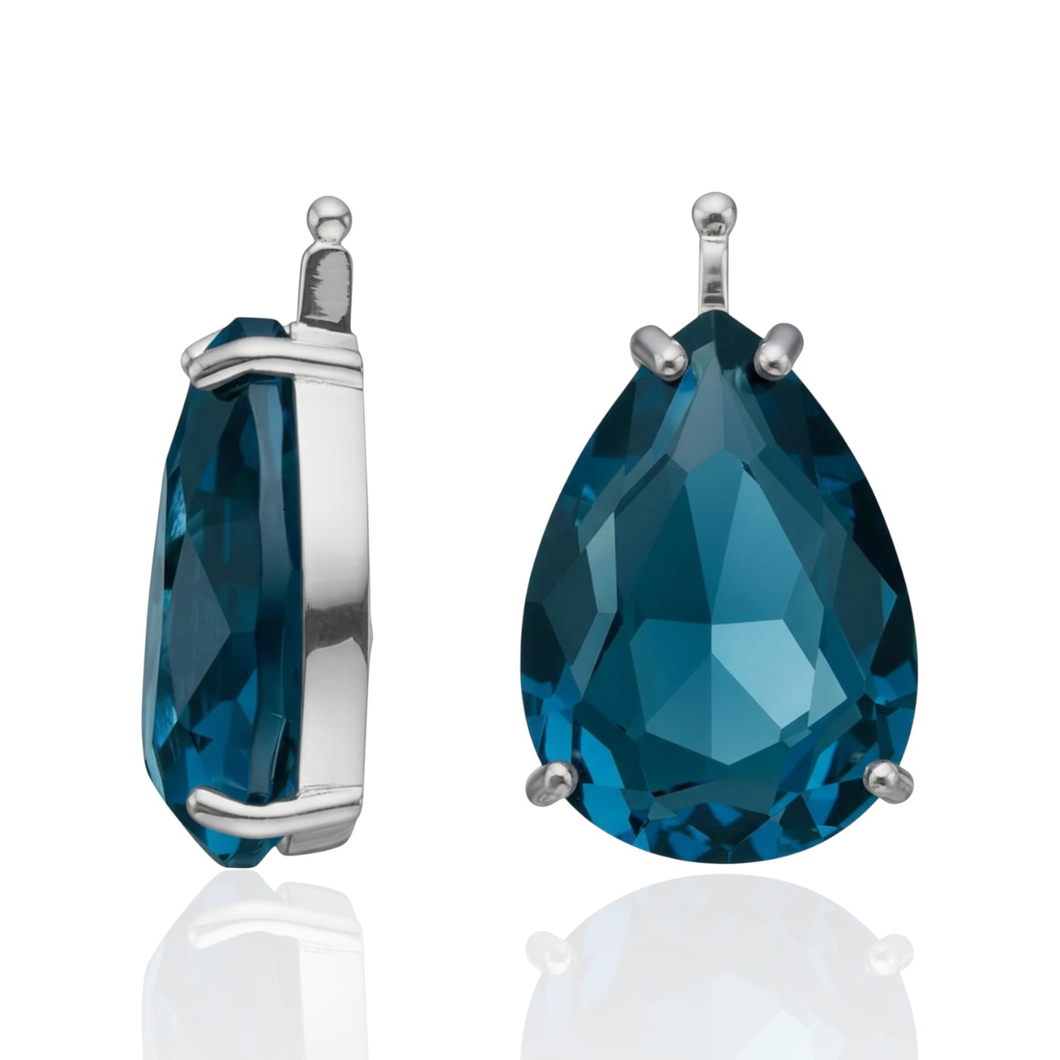 Heide Heinzendorff Glas Facet Ohrschmuck für Damen aus 925 Silber in Silber und Blau, 18x13mm