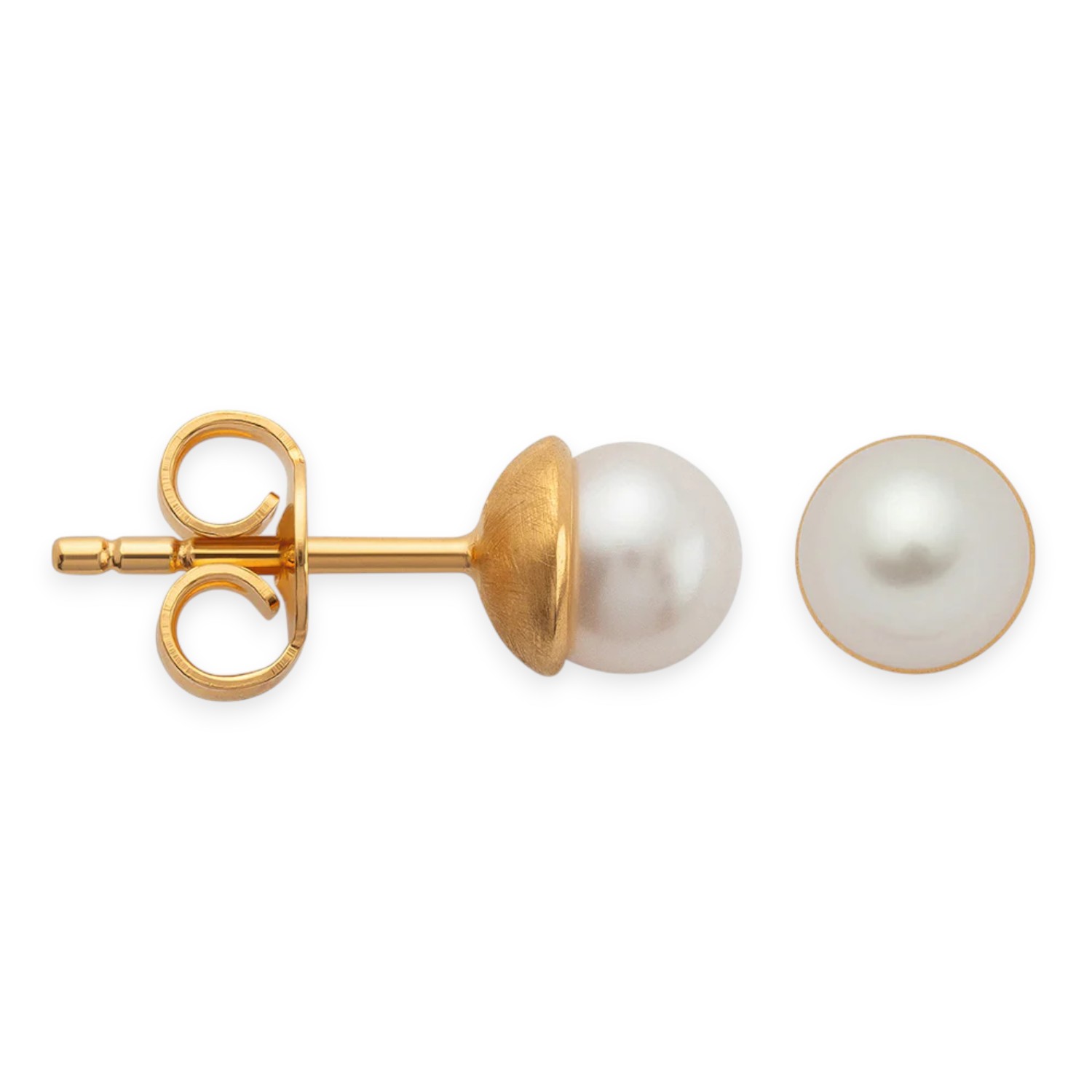 Bastian Ohrstecker Dewdrop Collection 5mm aus 925er vergoldetem Silber mit Süsswasser-Perlen in Gold und Weiß