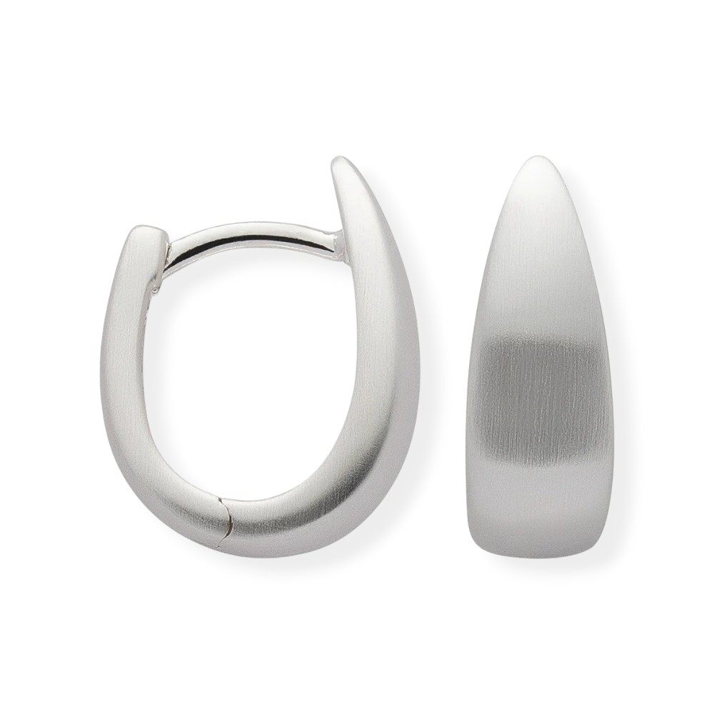 Bastian Creole Saddle Ohrschmuck für Damen aus 925 Silber, 15x5mm, silberfarben