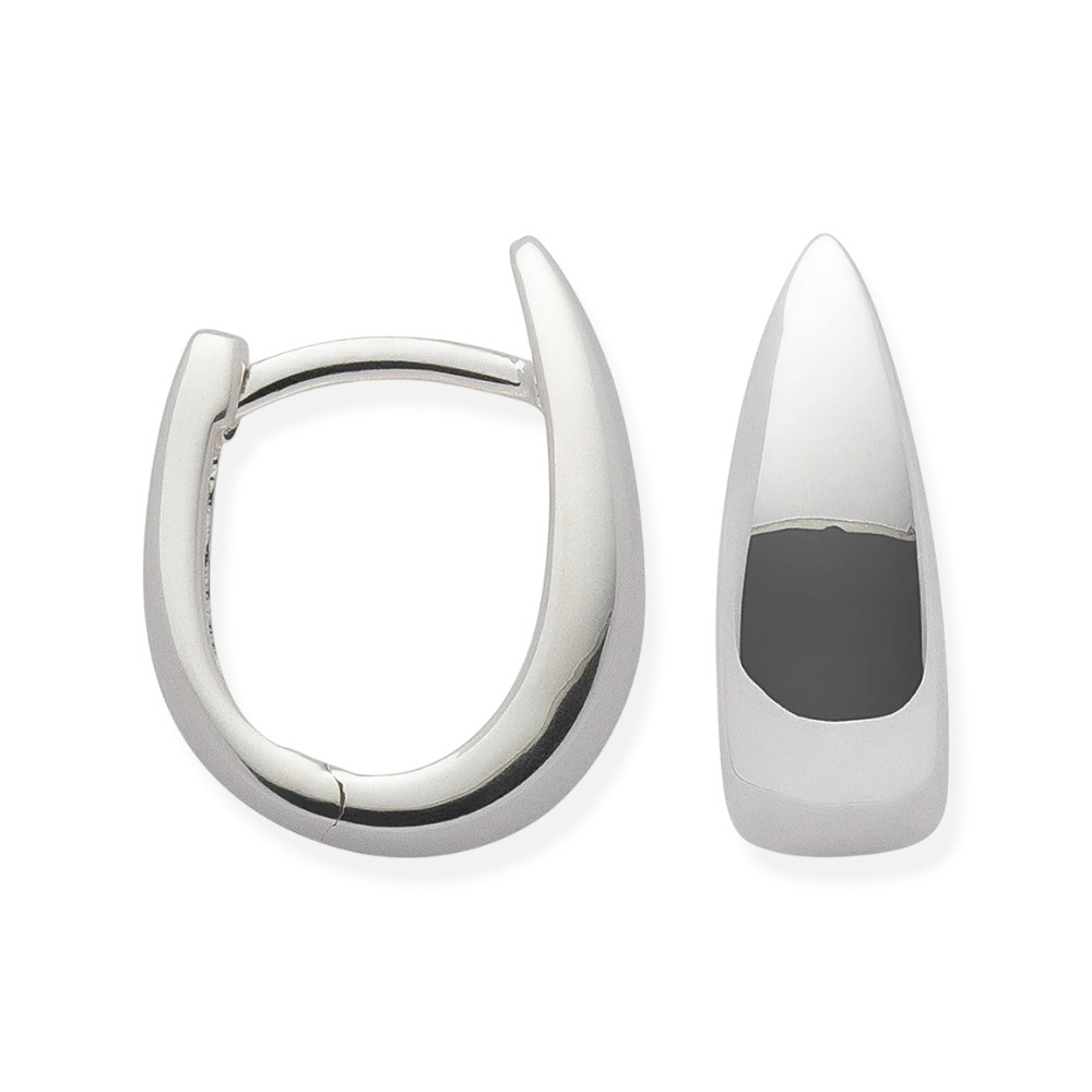 Bastian Creole Saddle Ohrschmuck für Damen aus 925 Silber, silberfarben, 15x5mm