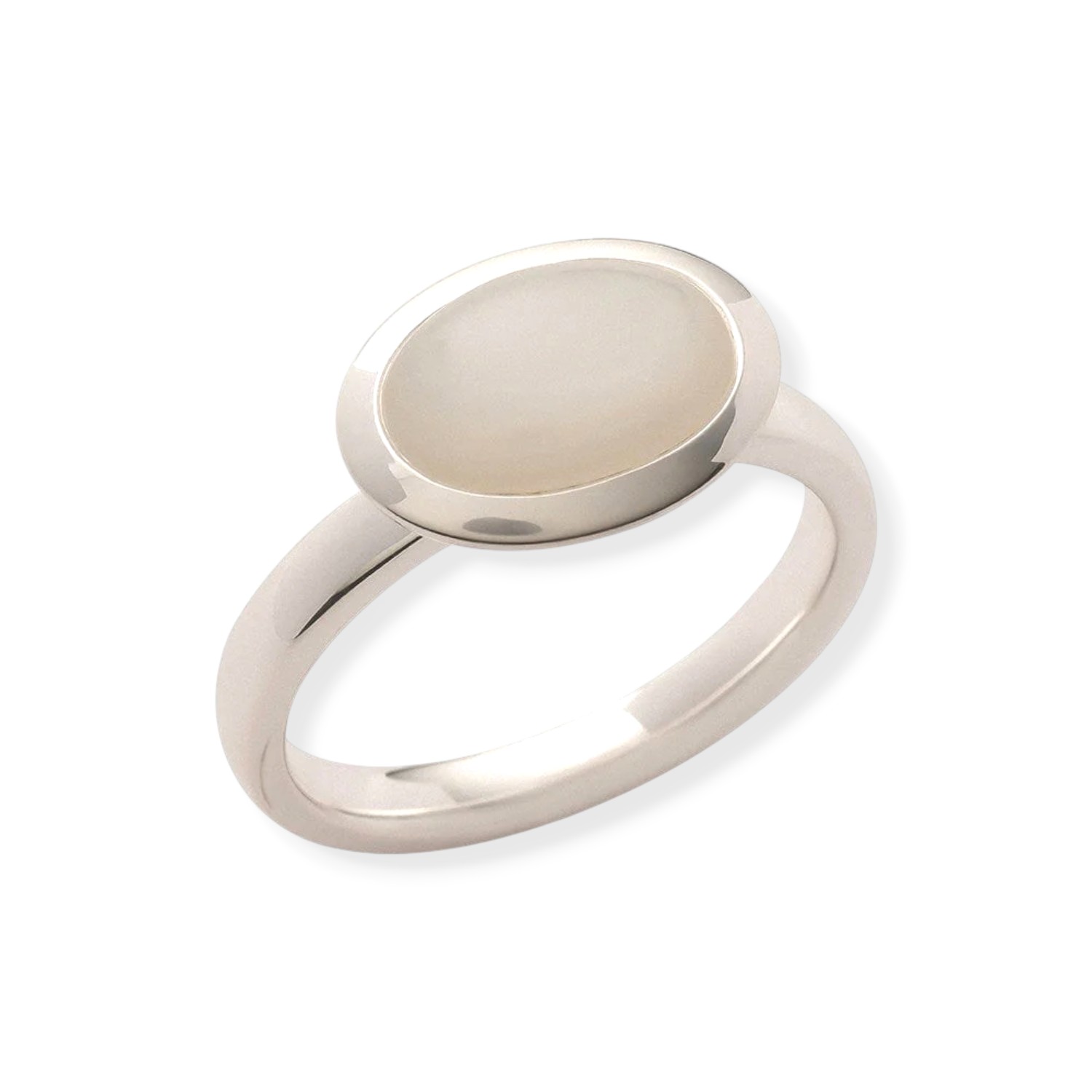 Bastian Ring Twilight Hour für Damen aus 925 Silber mit Mondstein, Größe 14mm, silberfarben
