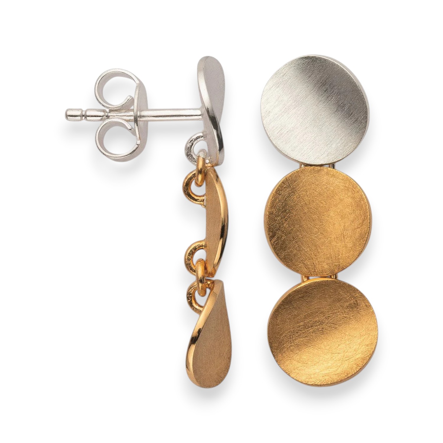 Bastian Ohrstecker Moon & Sun aus 925 Silber, gold- und silberfarben, 22x7mm, für Damen
