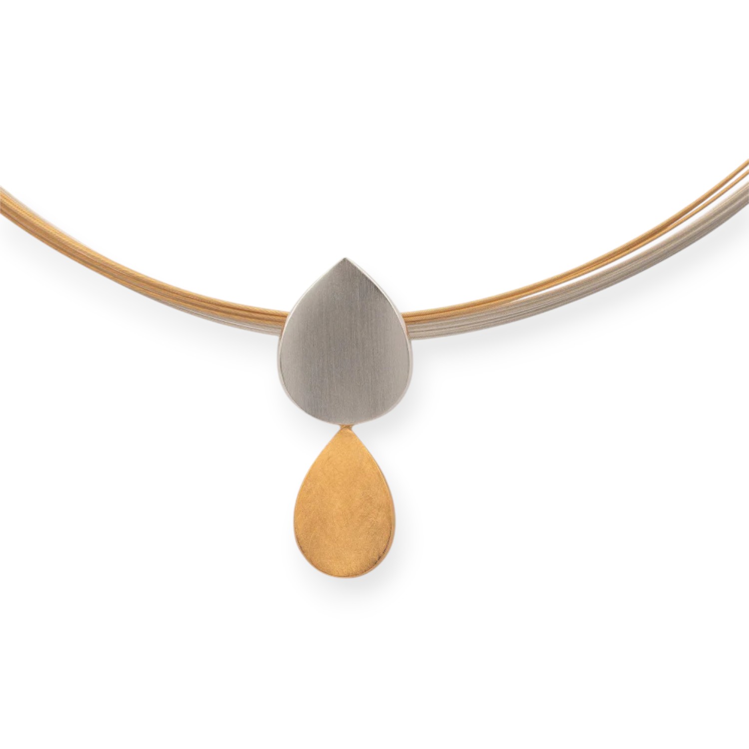 Bastian Bicolor Drop Anhänger für Damen aus 925 Silber und vergoldetem Silber, 35x15mm, silber-goldfarben