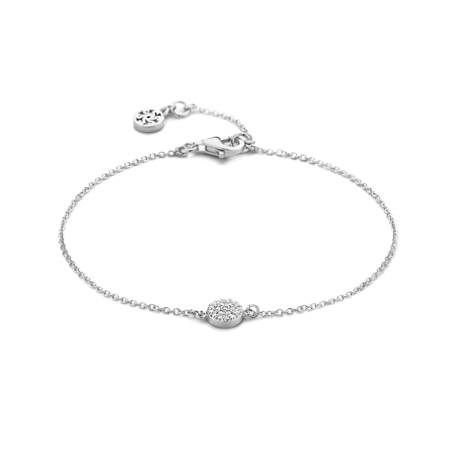 SpiritIcons Mini Armband für Damen aus 925 Silber mit Zirkonia, silberfarben, 17,5/19 cm, Armschmuck