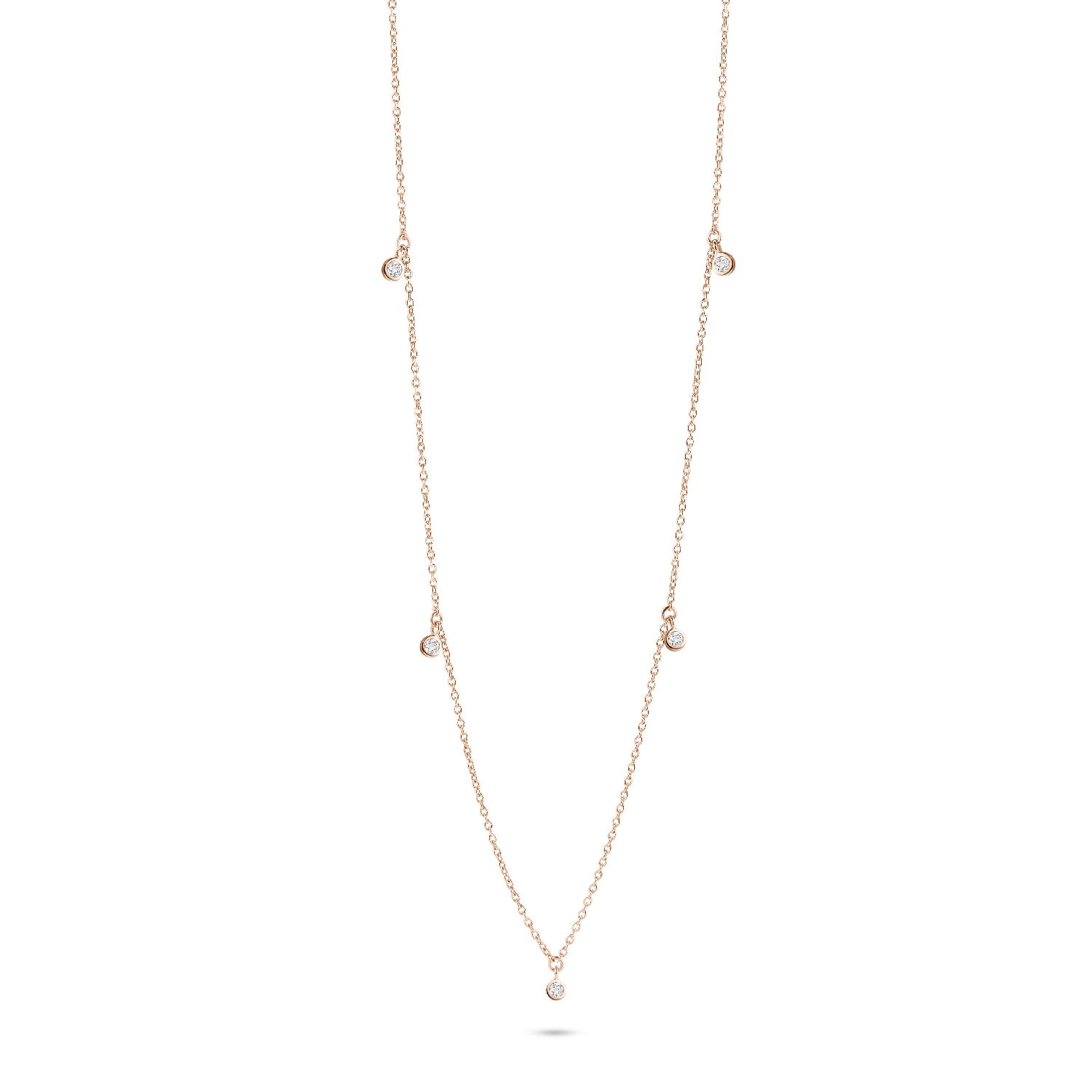 SpiritIcons Damen Kette mit 5 Anhängern, 925 Silber rot vergoldet, Zirkonia, 42/45cm, roségoldfarben