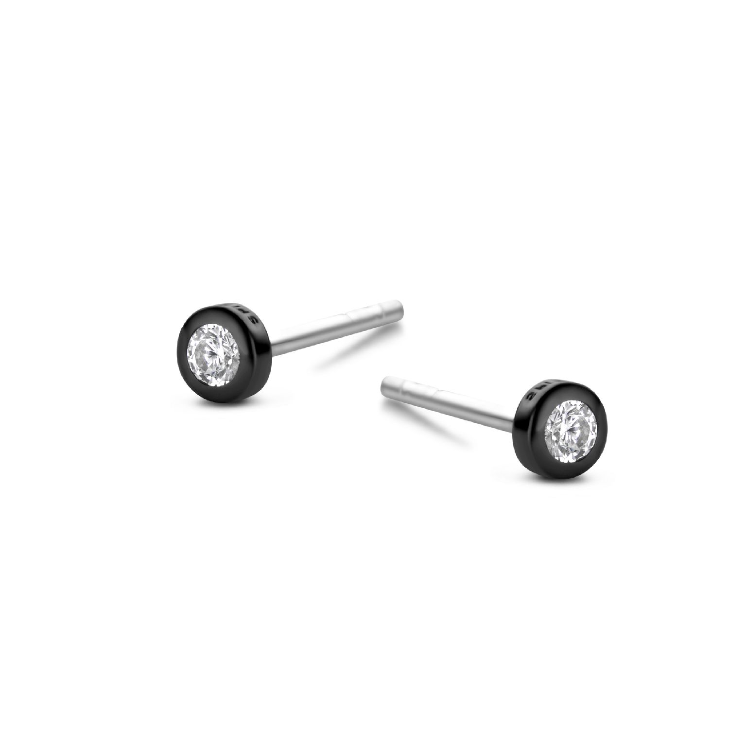 SpiritIcons Symphony Ohrstecker Damen 925 Silber schwarz mit Zirkonia, 3,5mm Ohrschmuck