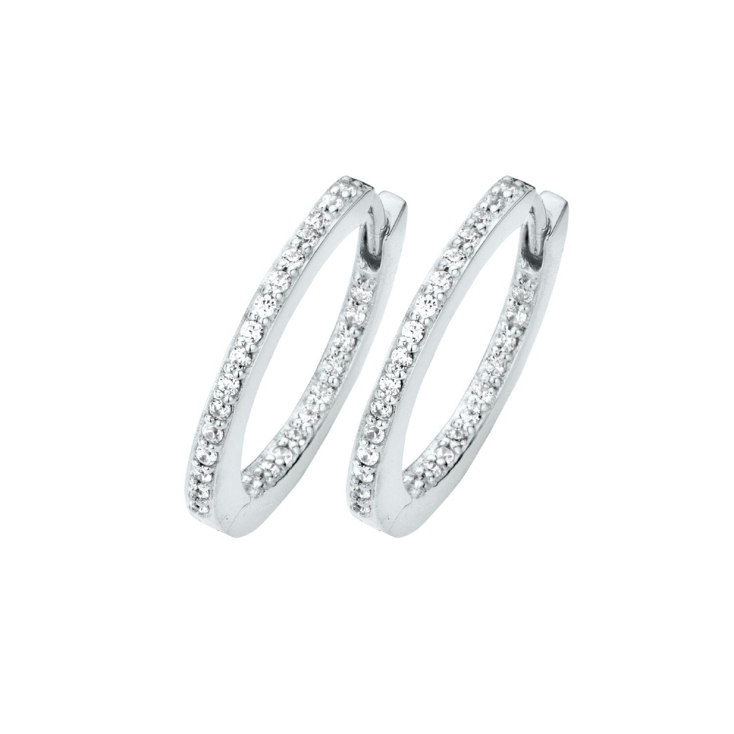 SpiritIcons Passion Creolen für Damen aus 925 Silber mit Zirkonia, Ø ca. 19,1mm, silberfarben