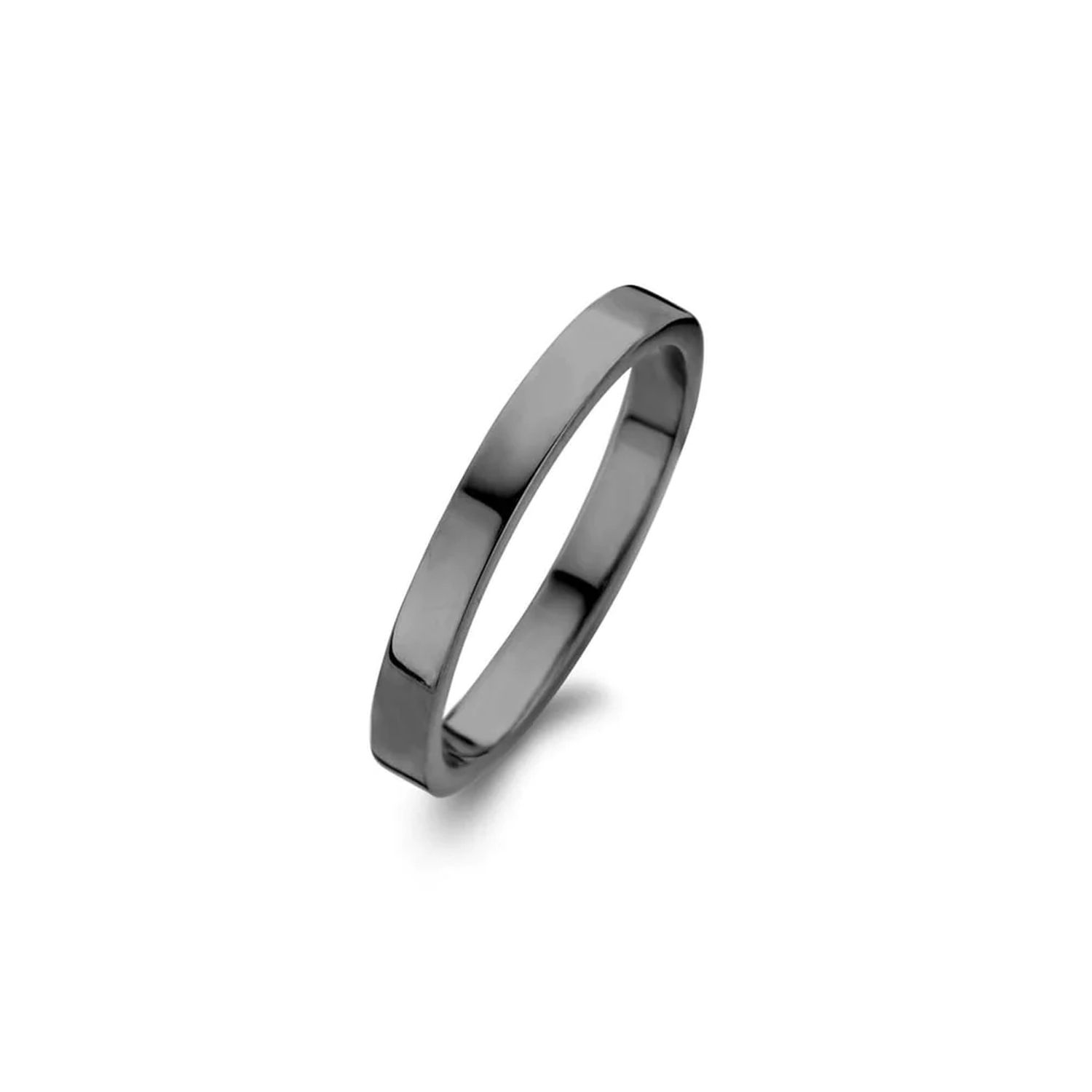 SpiritIcons Raw Ring Damen 925 Silber poliert geschwärzt, 2,8mm breit, Ringgröße 56, schwarz