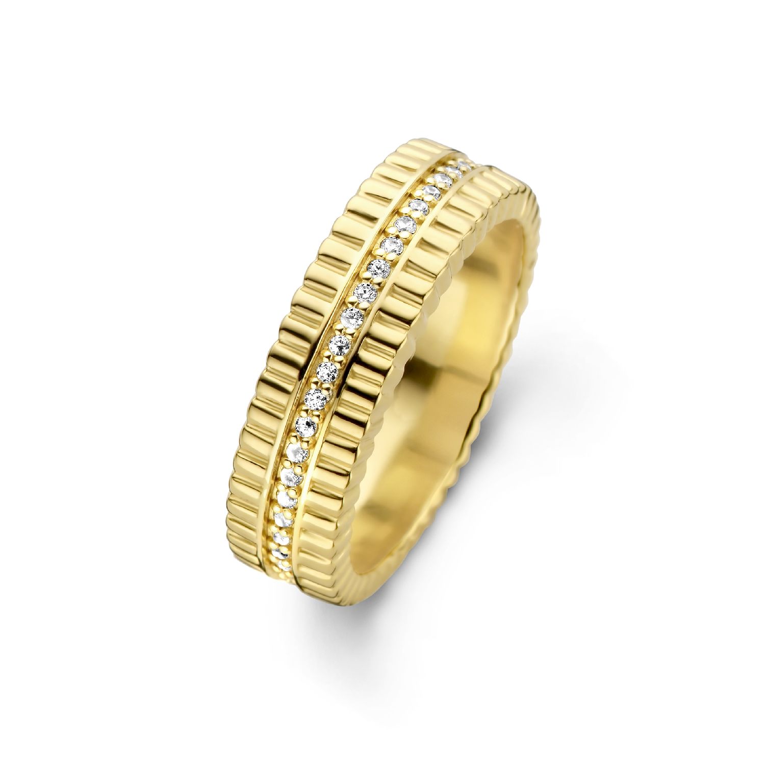 SpiritIcons Damen Ring 925 Silber vergoldet, Zirkonia, 5,9mm, Größe 54