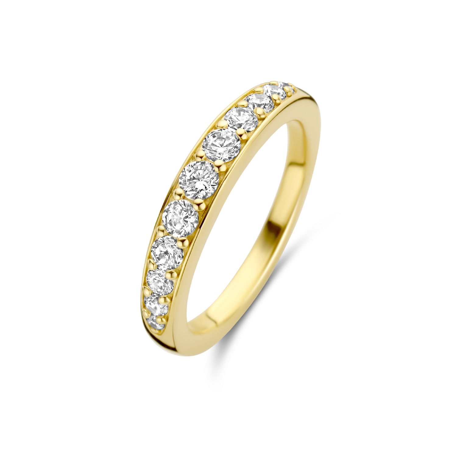 Victoria Ring von SpiritIcons – vergoldeter Damenring aus 925 Silber mit Zirkonia, 3,8 mm breit, Größe 56