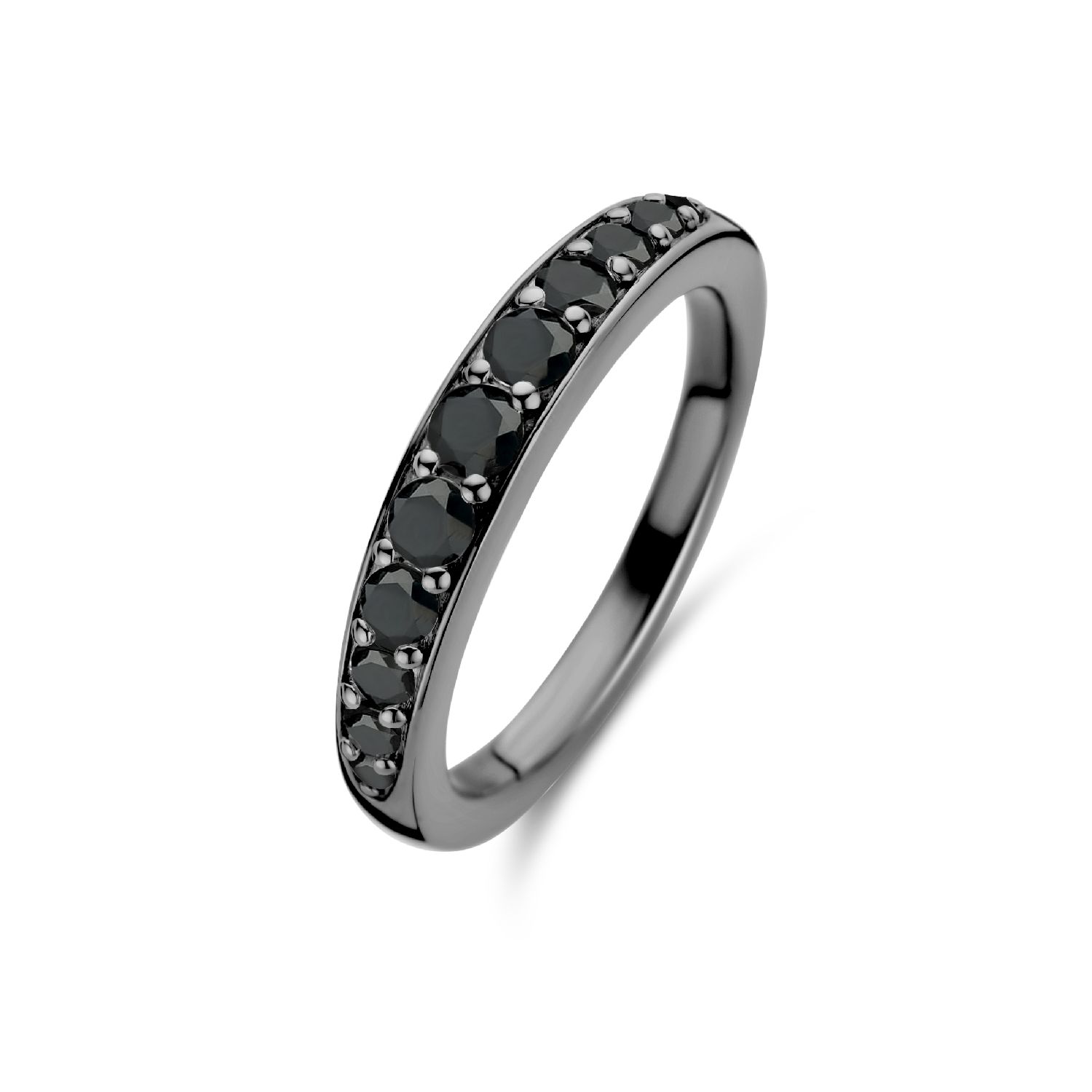 SpiritIcons Victoria Ring für Damen, 925 Silber, Zirkonia, Schwarz, Gr. 54