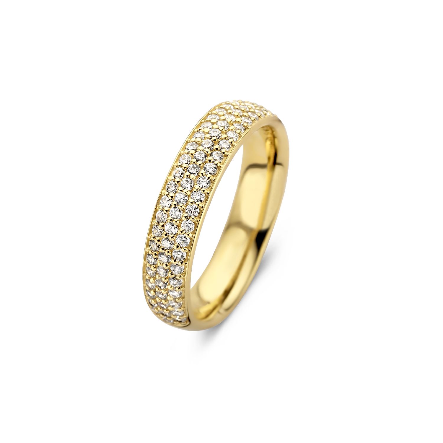 Vivendi Ring von SpiritIcons, vergoldet, 925 Silber, Damenring mit Zirkonia, 4,5mm breit, Größe 56, goldfarben