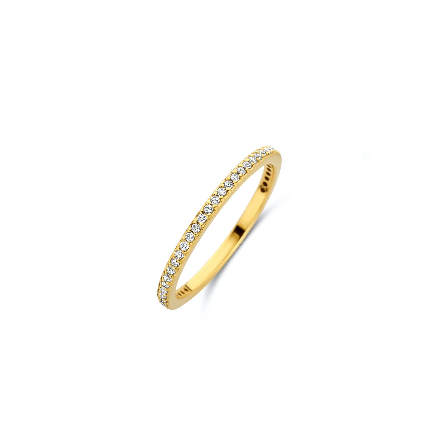 Chic Ring Damen 925 Silber vergoldet mit Zirkonia, 1,8mm breit, Ringgröße 56, goldfarben von SpiritIcons