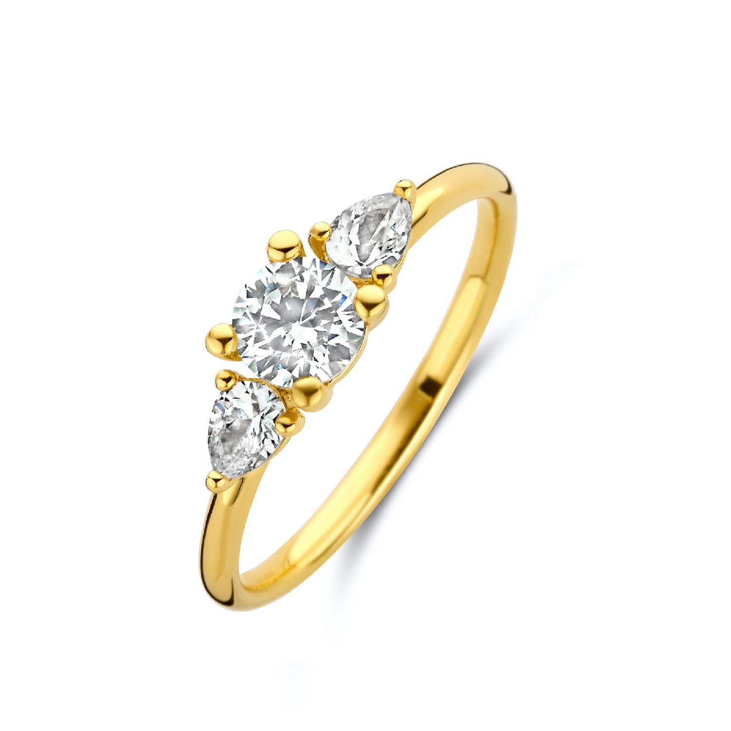 SpiritIcons Palace Ring für Damen, 925 Silber vergoldet, Zirkonia, Verlobungsring, Größe 54, goldfarben