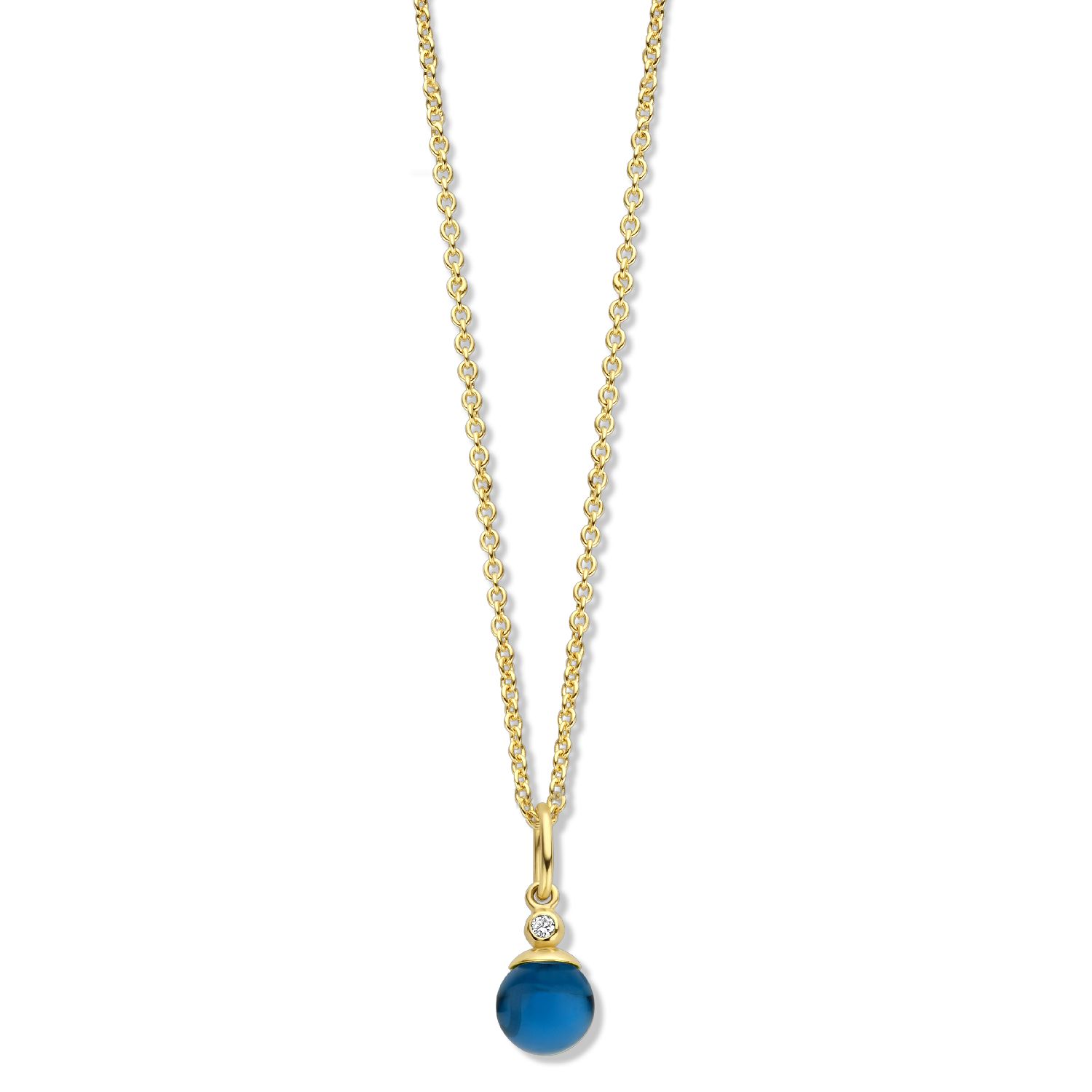 Fegaro Kette von SpiritIcons mit blauen Zirkonia, vergoldet, 42/45cm, 925 Silber für Damen