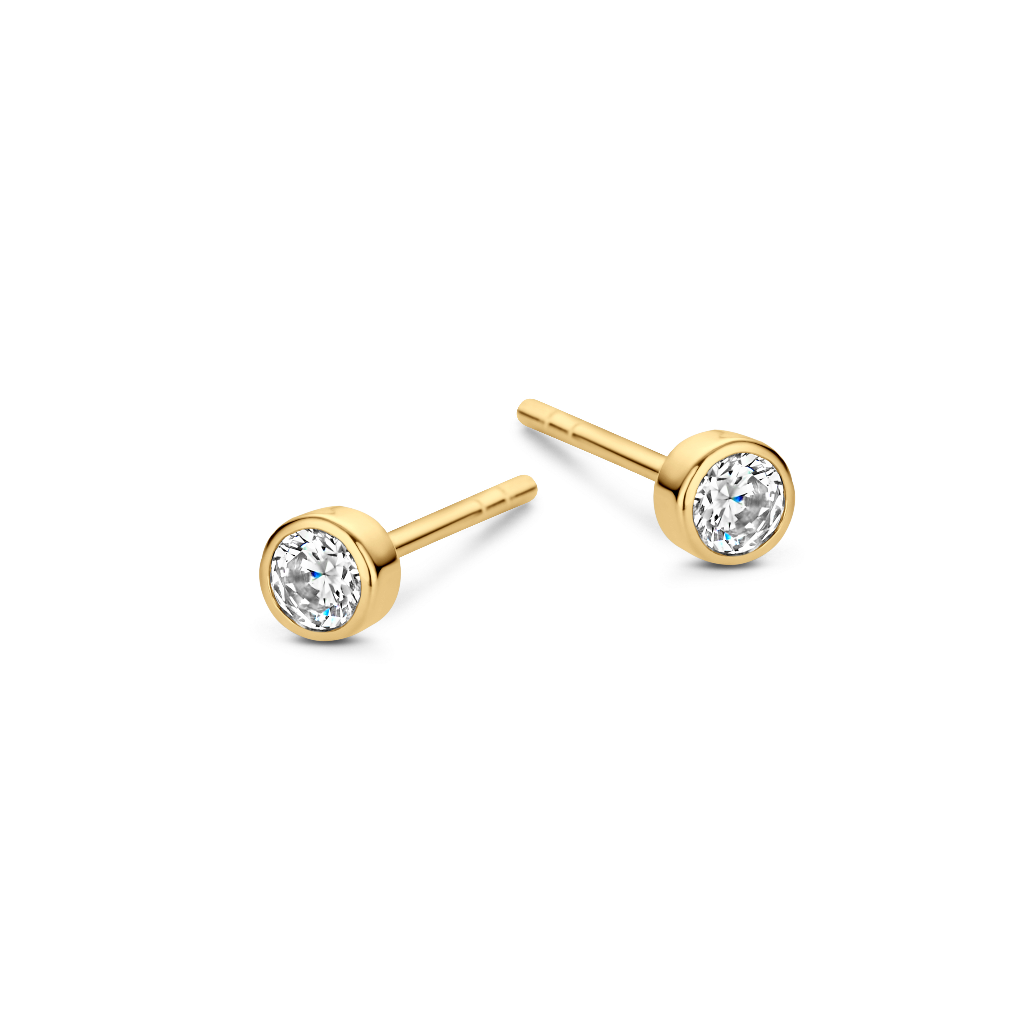 SpiritIcons Vega Ohrstecker Damen 3,5mm vergoldet aus 925 Silber mit Zirkonia in Goldfarben